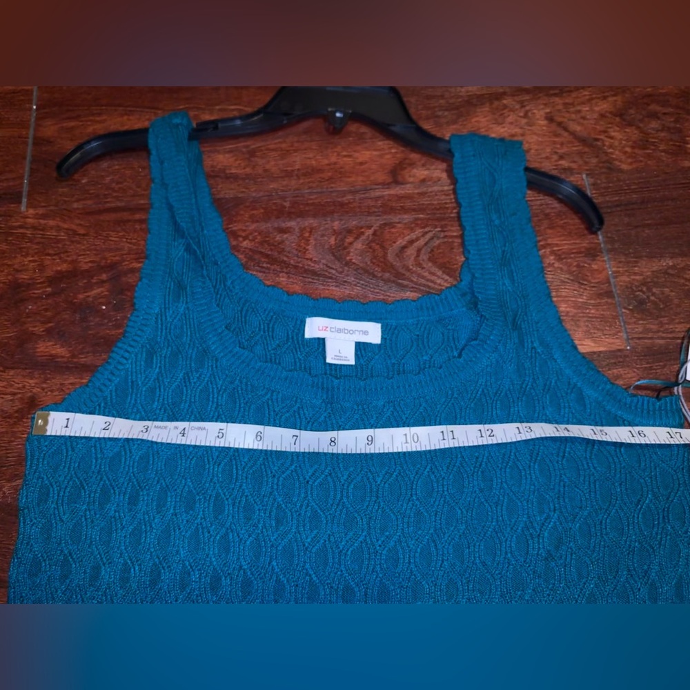 Liz Claiborne Aqua Knit Tank Top Size L - Picture 7 of 7